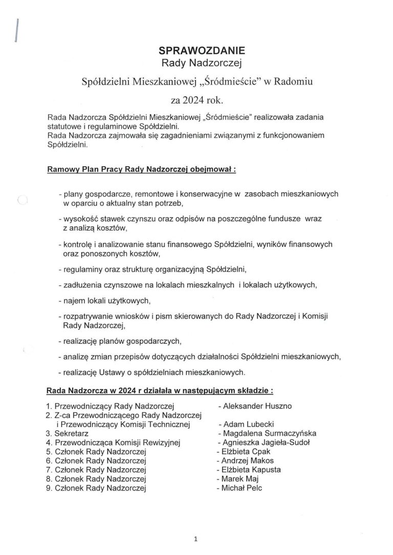 Sprawozdanie Rady Nadzorczej str.1